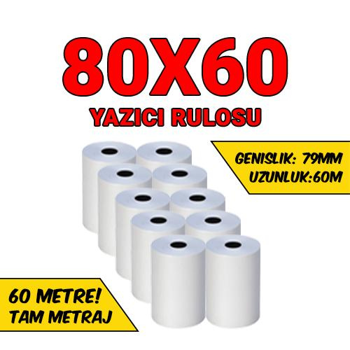 80x60 Yazıcı Rulosu - Termal Rulo ÇOK AL AZ ÖDE